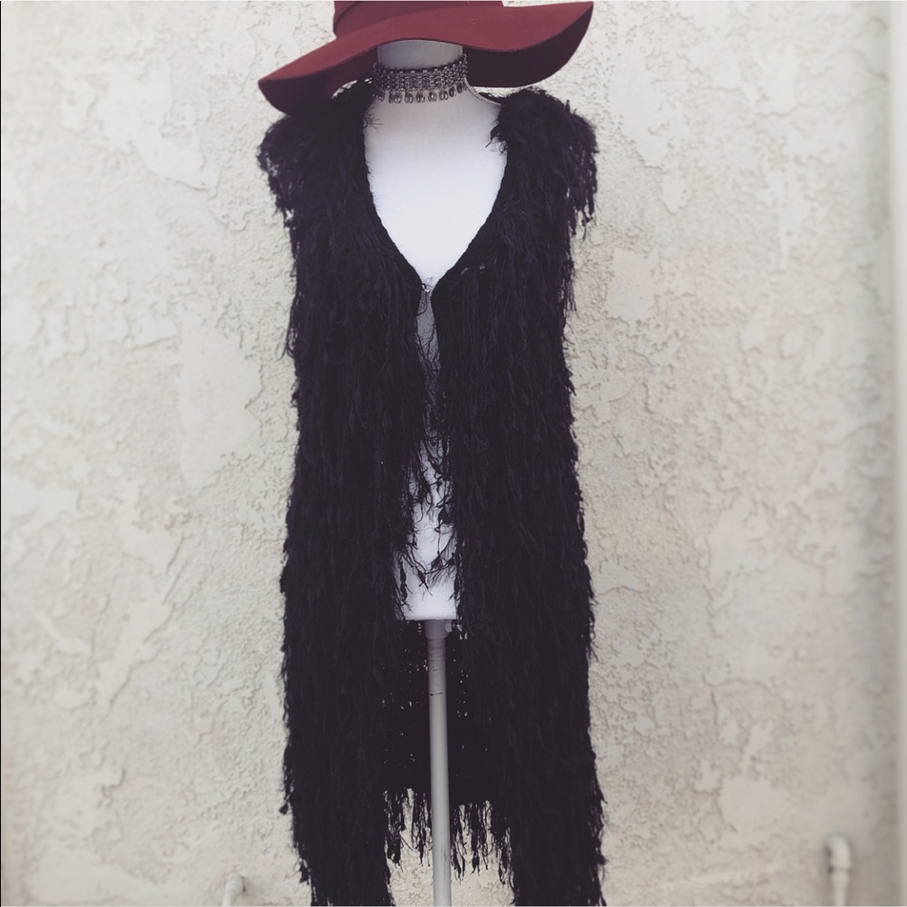 Shaggy Fur Long Cardigan Vest